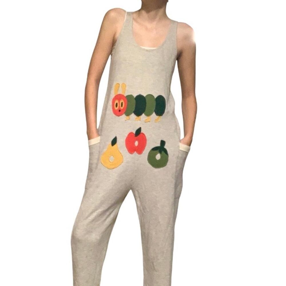 The Very Hungry Caterpillar Upcycled Gray Patchwork Long Jumper – Small